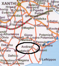 Avdira map from Xanthi