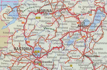 Kastoria is way up near Albania in N. Greece Map