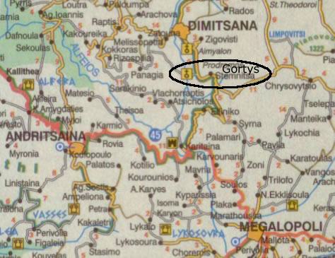 gortys is near the village of stemnitsana