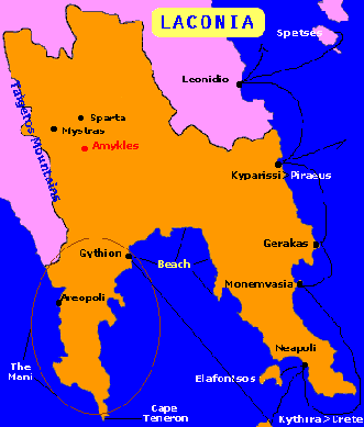 Laconia map peloponnese greece