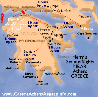 greece sites sights map